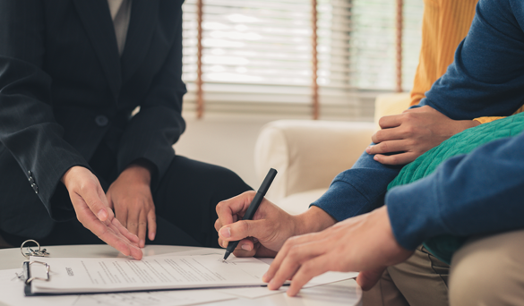 loan agreement with a magnifying glass